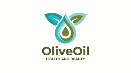 Obraz premium This logo for OliveOil health and beauty features a drop and leaf design that signifies natural ingredients, health benefits, and eco-friendly beauty products in a modern style.