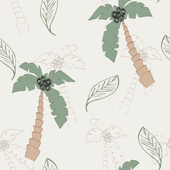 Vector seamless pattern with palm. Exotic wallpaper for fabric, wrapping paper, etc