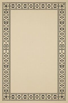 Elegant Vintage Ornamental Border with Intricate Scrollwork Pattern on Beige Background for Classic Invitations, Certificates, and Document Frames