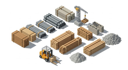 Construction Materials and Equipment Set. © kadon