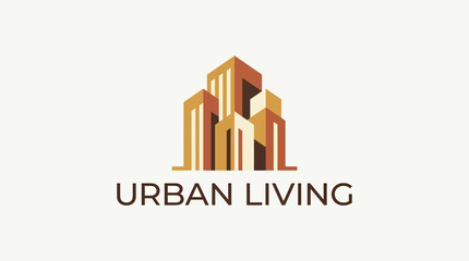 A sophisticated logo design representing urban living with geometric building shapes, reflecting modern lifestyles and architecture ideals in an artistic manner.
