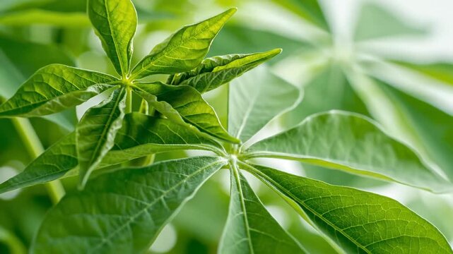 Macro time-lapse of a money tree leaf unfurling. New growth on a Pachira aquatica plant. Botanical development and nature concept