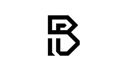 Modern Geometric Black Letter B Logo Design, Minimalist Monoline Typography Icon, Isolated on White © apip