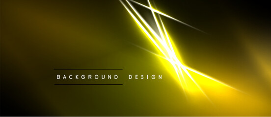 Naklejka premium Abstract yellow design features bright lines radiating from central point. Dark background provides contrast, modern aesthetic.