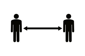 Iconic representation of social distancing and maintaining personal space between two individuals