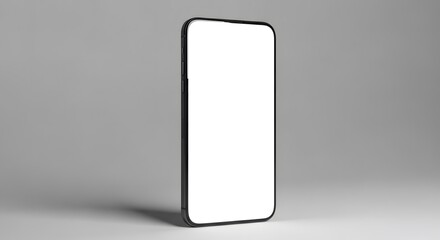 Modern smartphone device with blank display against a neutral background
