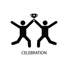 Icon celebrating victory with a happy expression while holding the victory trophy