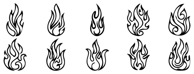 Set of Stylized Fire Icons