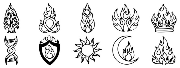 Fire Element Tattoo Stencil Set