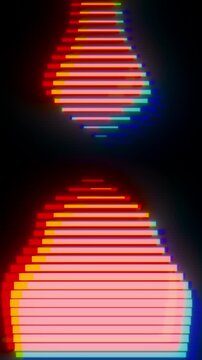 Multi-colored horizontal neon bars moving dynamically to form a symmetrical abstract shape