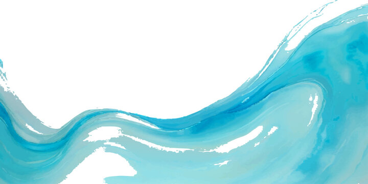 Vector Abstract watercolor flowing of cyanic aqua wave on surface.  Design