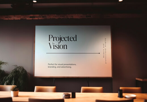 Modern Conference Room Presentation Screen Mockup PSD