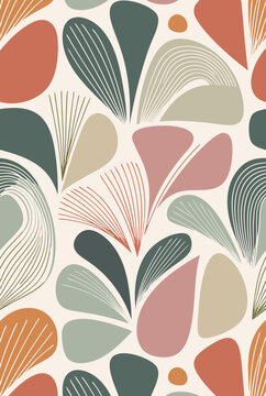 Abstract spring leaves pastel seamless pattern