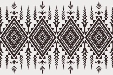 Vintage Southwest Black and White Geometric Abstract Ethnic Pattern.