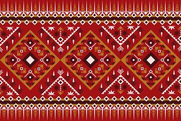 Red Native Geometric Abstract Ethnic Pattern.
