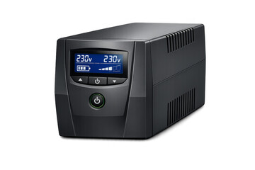 Obraz premium Uninterruptible power supply providing battery backup on transparent background
