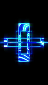 Abstract Glowing Neon Metal Effect Line with Multicolor Color Changing Geometric Shapes on Dark AMOLED Background.