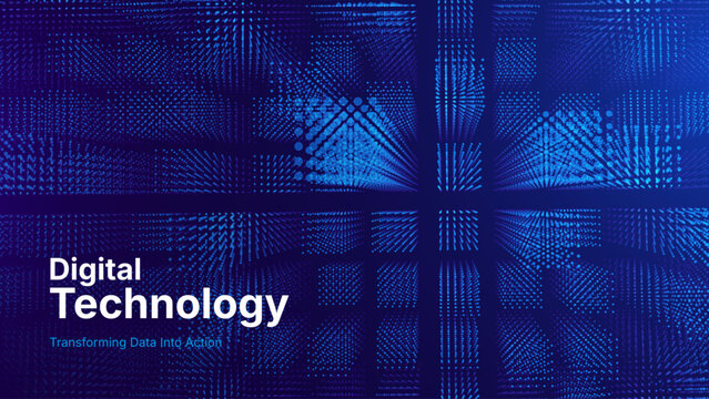 Digital Transformation Background With Neon Skyscrapers and Integrated Data Networks. Abstract Next Generation Smart City With AI Data Streams and Futuristic Blue Infrastructure. Vector Illustration.