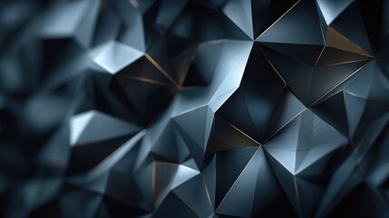 Fototapeta premium Abstract polygonal background, dark grey geometric shapes, low poly style, modern business concept, subtle lighting 