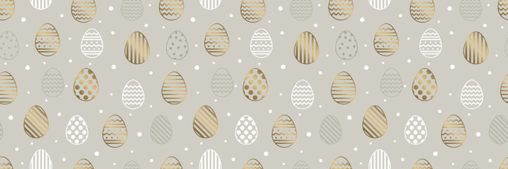 Easter seamless pattern with golden eggs. Background in modern style. Vector illustration
