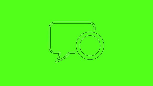 Message Notification Animated Vector Line Art Icon on Green Screen Background