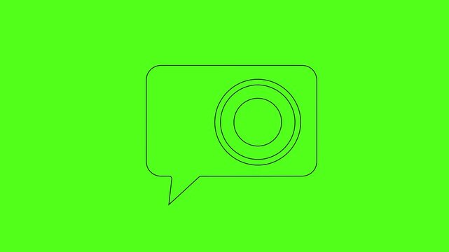 Animated Message Chat Notification Vector Line Art Icon on Green Screen