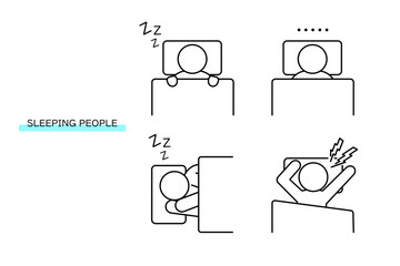 様々な状態で眠っている人のアイコンセット
