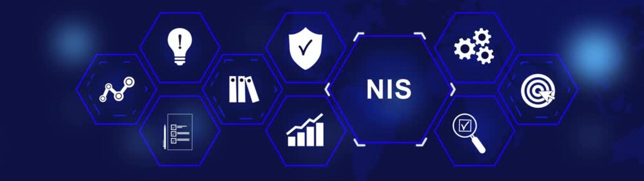 NIS Network Information System for managing and accessing network resources and data. Business, Technology, Internet and network concept.