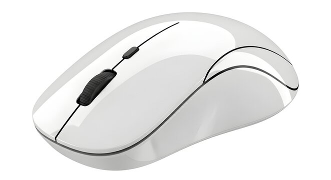 A white wireless computer mouse with a sleek design