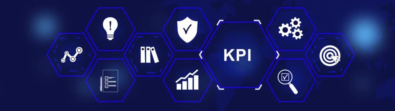 KPI Key Performance Indicator Business Metrics, Key Success concept for software in futuristic background. business, technology, internet and network concept.