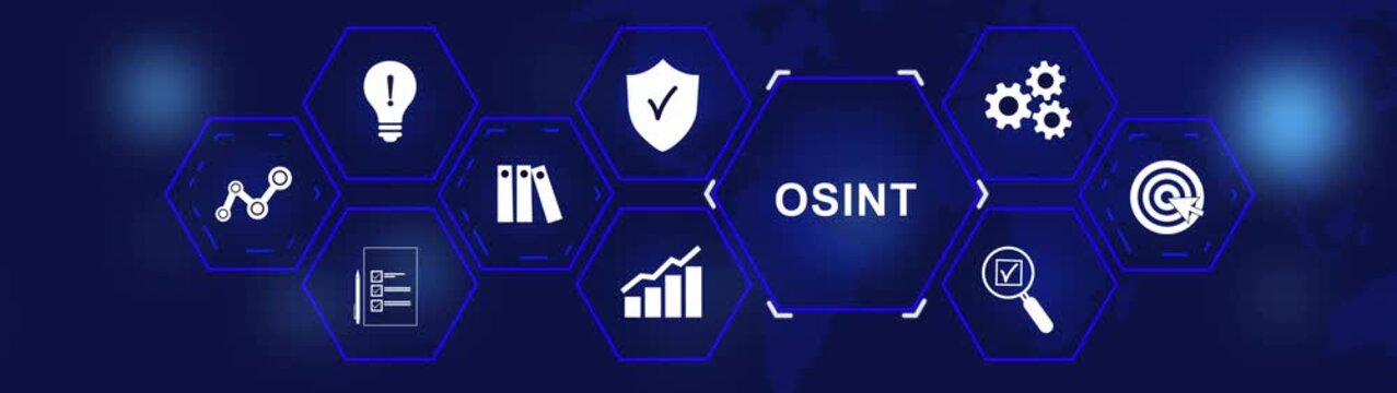 Open source intelligence. OSINT. Open data access. Open source analysis. Cyber analytics. Data gathering. Wireframe hand places an element into a composition visualizing OSINT video concept.