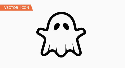 Obraz premium Cute and Spooky Ghost Icon for Halloween and Holiday Decorations