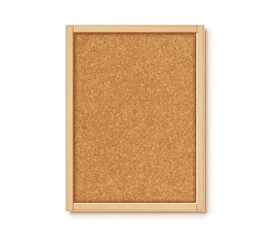Fototapeta premium Cork board with wood frame isolated on white background. Note pinboard. Vector realistic illustration