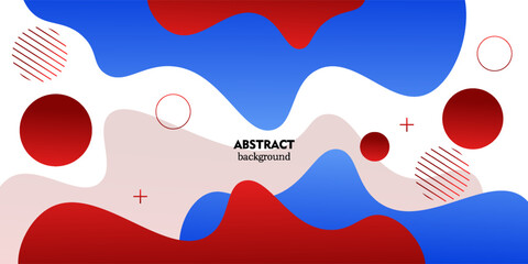 Abstract bright white colorful banner with blue and red liquid wave shape pattern. Vector Eps10