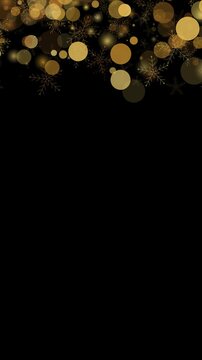 golden faling snowflake and bokeh overlay animation with alpha channel 