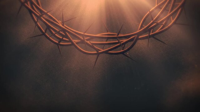Easter Good Friday Background with Crown of Thorns and Light Rays