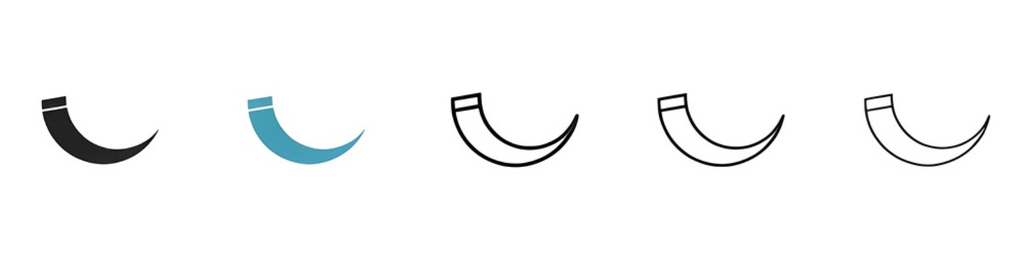 Mammoth Tusk vector illustration set. Ancient elephant tusk vector illustration symbol for UI designs in black and blue color. Thin line customizable illustration. Contour symbol. Vector isolated out
