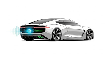 Fototapeta premium Futuristic Electric Car Side View.