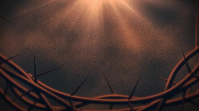 Easter Good Friday Background with Crown of Thorns and Light Rays