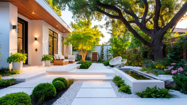 Contemporary Landscape Design with Decomposed Granite and Linear Recessed Outdoor Floor Lighting