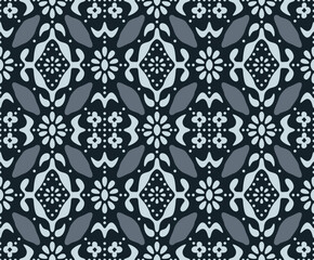 Fototapeta premium Japanese Flower Motif Tile Vector Seamless Pattern