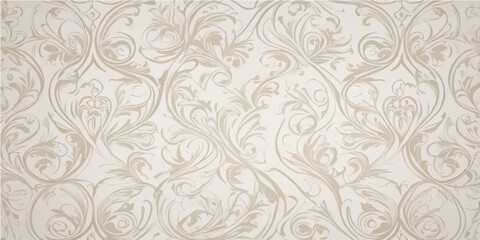 Vintage seamless damask floral wallpaper design with ornate flower ornaments and swirl textures on a retro vector illustration backdrop for textile and fabric decor