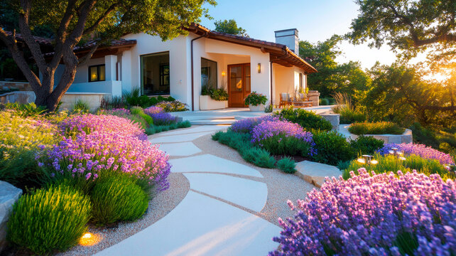 Modern Minimalist Exterior Path Featuring Decomposed Granite and Solar Path Lighting Design