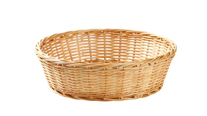 Fototapeta premium Woven wicker basket isolated on white background, rustic and natural container for storage or display
