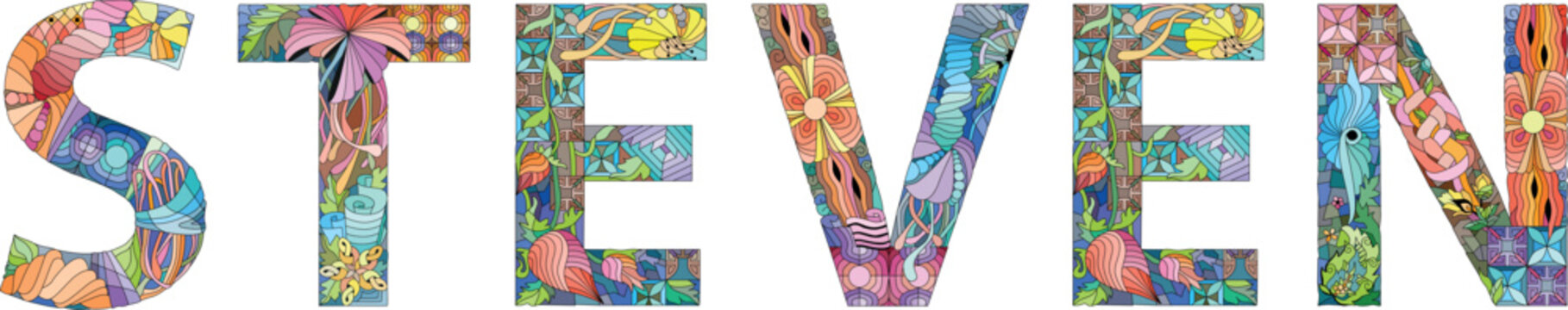 Male name STEVEN. Vector decorative object
