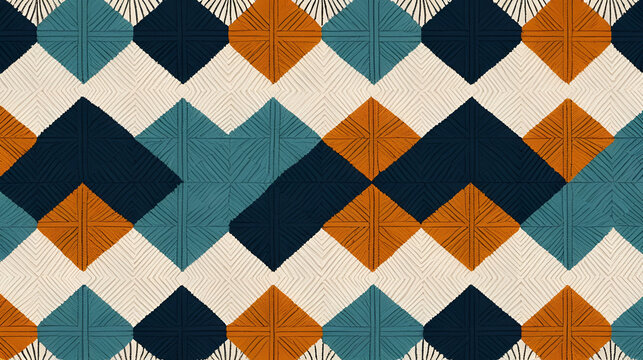Scandinavian Rya Rug-Inspired Abstract Background with Geometric Patterns