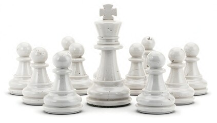 White Chess King Leadership Concept Isolated on White Background