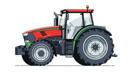 Obraz premium Detailed vehicle autocad blueprint of a modern tractor in a technical illustration from a side viewpoint