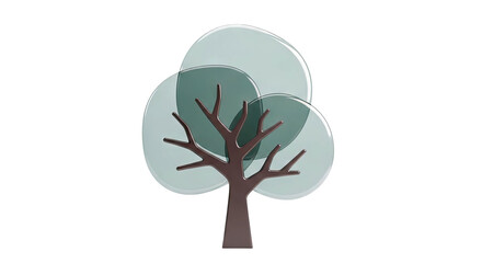 Obraz premium Abstract Minimalist Tree with Translucent Green Foliage