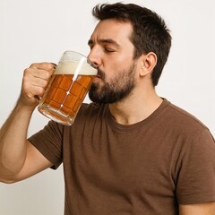 man drinking beer